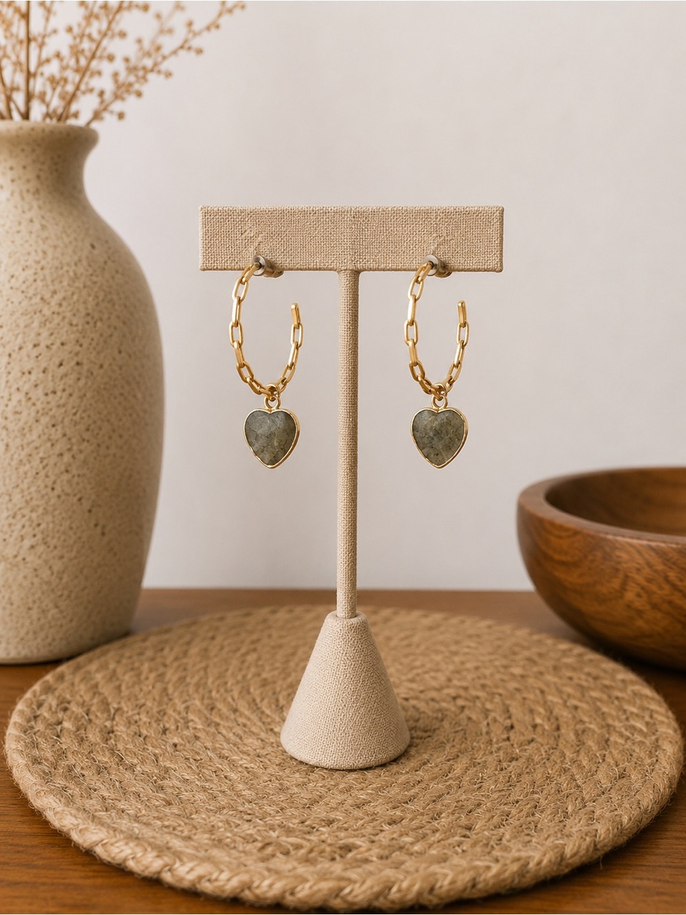 Target Gold-Tone Hoop Earrings with Green Heart Stones